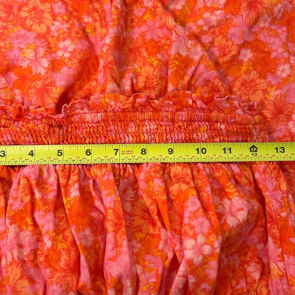 Revolve RESTON ROMPER Size XS Mitsy Ditsy Floral Orange Pink Cotton Strapless - Picture 7 of 7